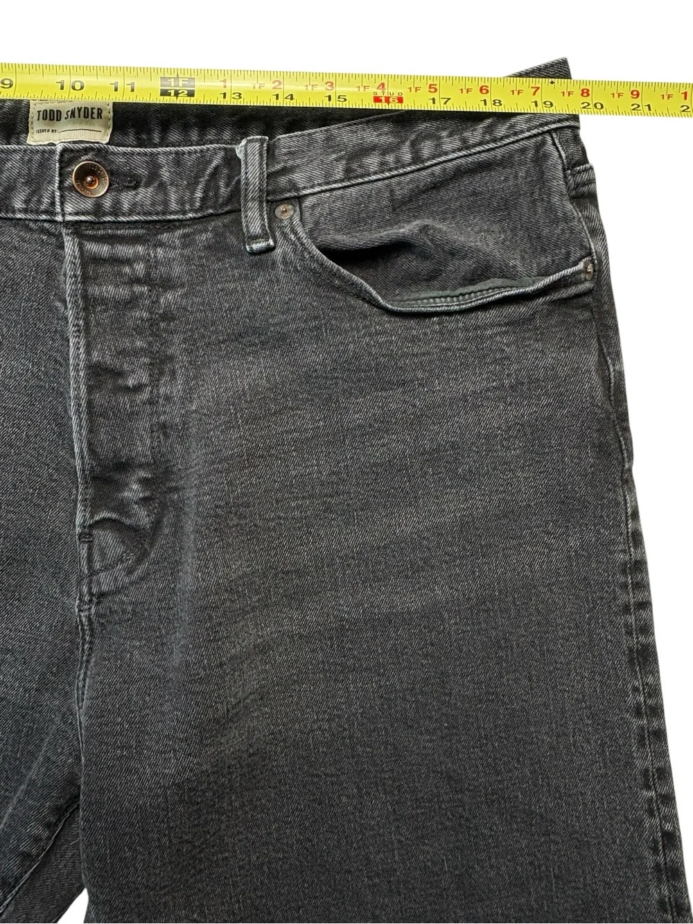 Todd Snyder Black Faded Wash Classic Fit Straight Jeans 38x32 Button Fly